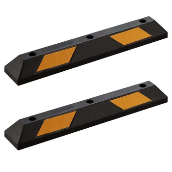 2 db kerékütköző gumiból fényvisszaverő csíkkal - 90 x 15 x 10 cm