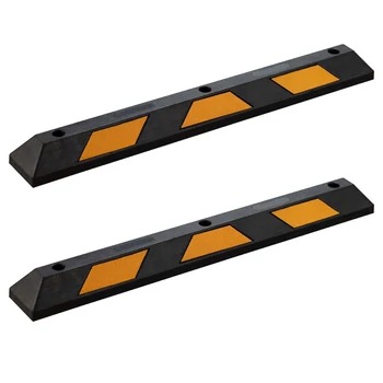 2 db kerékütköző gumiból fényvisszaverő csíkkal - 120 x 15 x 10 cm