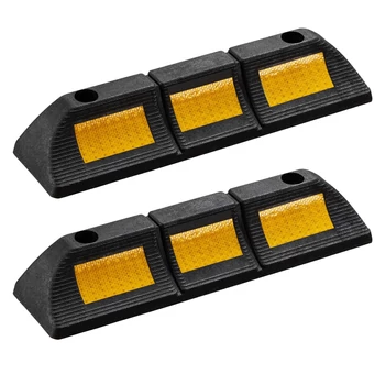 2db kerékütköző gumiból fényvisszaverő csíkkal - 47,5 x 12 x 8 cm