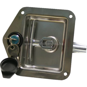 Zár oldalajtóhoz inox 121x124 kihajtható kilinccsel, zárral