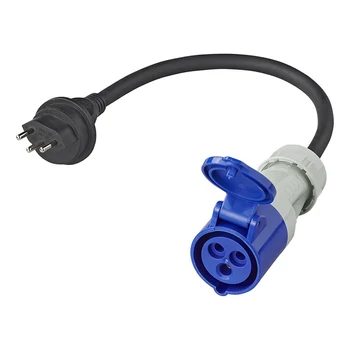 Adapterkábel, 40cm 3x2,5mm², svájci csatlakozótól CEE-ig