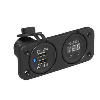 Voltmérő 6-30V + USB-port dupla 2x2100mA