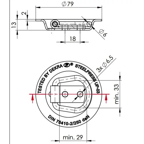 Kép 2/2 - Fül-Rakományrögzítő- UP-03 Süllyesztett, kör alá