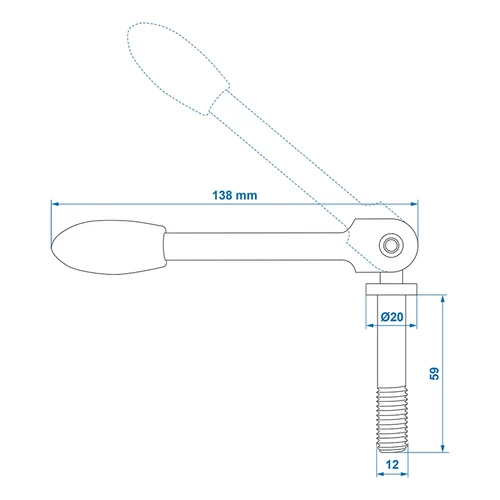Kép 7/7 - Rögzítőkar orrkerék  bilincshez 48 mm 341533 341536