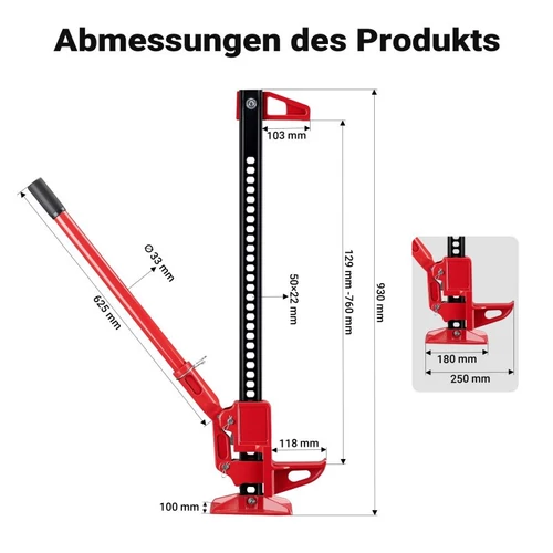 Kép 3/8 - Wiltec farm jack (3000 kg, 12,2–76 cm), masszív és kompakt, terepjárókhoz és nagy járművekhez.