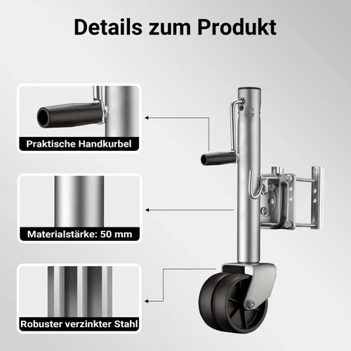 Kép 7/8 - XPOtool orrkerék 147x48 mm-es, automata felhajtható kerékkel - 680 kg