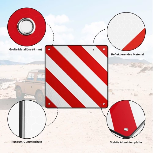 Kép 5/8 - Wiltec 2 az 1-ben fényvisszaverő figyelmeztető tábla (Spanyolország, Olaszország), tartós alumíniumból.