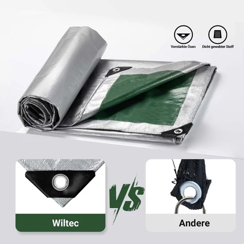 Kép 6/8 - Wiltec vízálló ponyva (3x2 m, 120 g/m²), szakadásálló, megerősített ringlikkel