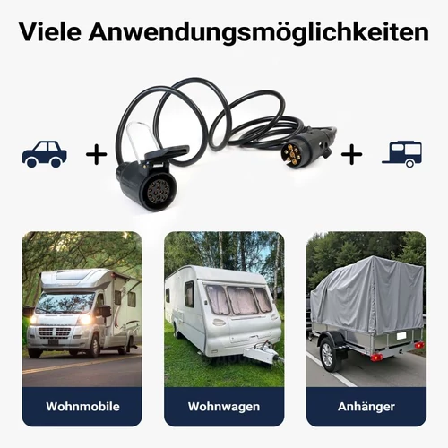Kép 4/8 - Wiltec átalakító kábel 7 pólusú dugvilla, 13 pólusú dugalj, 2 méter