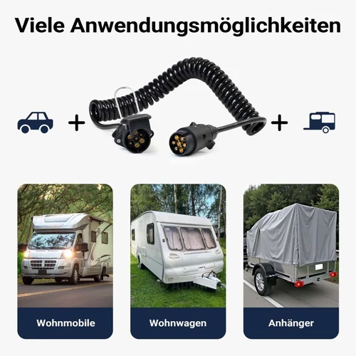 Kép 3/8 - Átalakító spirál kábel 7 pólusú dugvilla, 7 pólusú dugalj, 3 méter