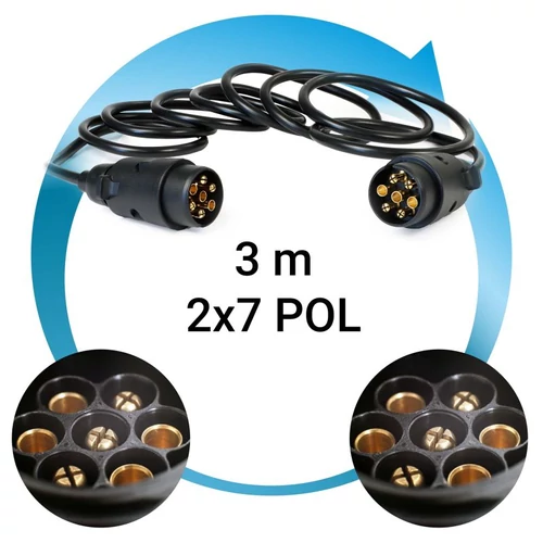 Kép 3/8 - Wiltec átalakító kábel 7 dugvilla, 7 pólusú dugalj, 3 méter