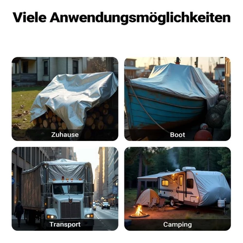 Kép 7/8 - Wiltec vízálló takaró ponyva (4 x 3 m, zöld-szürke, 120 g/m²), UV-álló, strapabíró, megerősített ringlikkel.