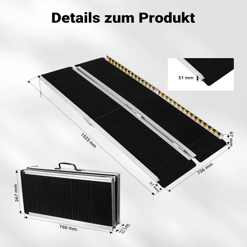 Kép 4/8 - Alumínium kerekesszék rámpa, 152 cm, 270 kg teherbírás, duplán összecsukható