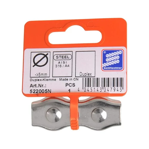 Kép 5/5 - Duplex drótkötélbilincs 5 mm, A4 rozsdamentes acél (AISI 316)