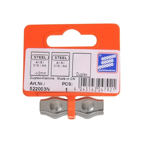Kép 5/5 - Duplex drótkötélbilincs, 3 mm, A4 rozsdamentes acél (AISI 316)