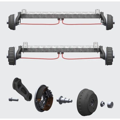 AL-KO PLUS tengely, fékezett AAA, B1200-6, EA 1350 kg, Typ 2051, talp szélesség=1350mm