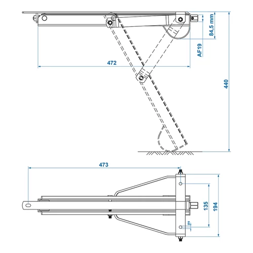 Kép 6/6 - Kompakt lakókocsi saroktámasz 500 kg 460 x 195 mm H 440 mm