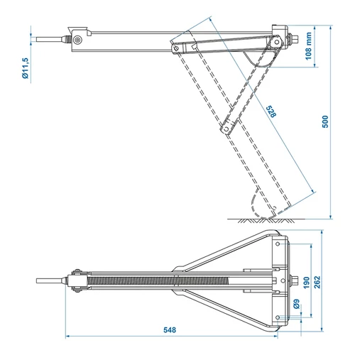 Kép 6/6 - Lakókocsi saroktámasz 800 kg 605 x 260 mm H 500 mm