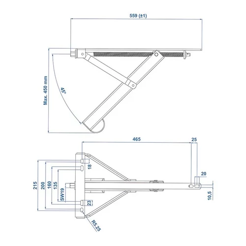 Kép 6/6 - Lakókocsi saroktámasz 450 kg 559 x 278 mm H 450 mm
