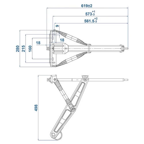 Kép 6/6 - Lakókocsi saroktámasz 1500 kg 619 x 280 mm H 498 mm