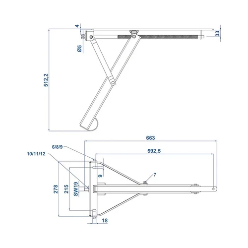 Kép 6/6 - Lakókocsi saroktámasz 450 kg 663 x 278 mm H 512 mm