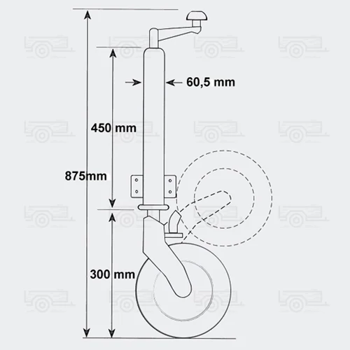 Kép 2/8 - ProPlus orrkerék 200x60 mm-es, automata felhajtható kerékkel - 400 kg