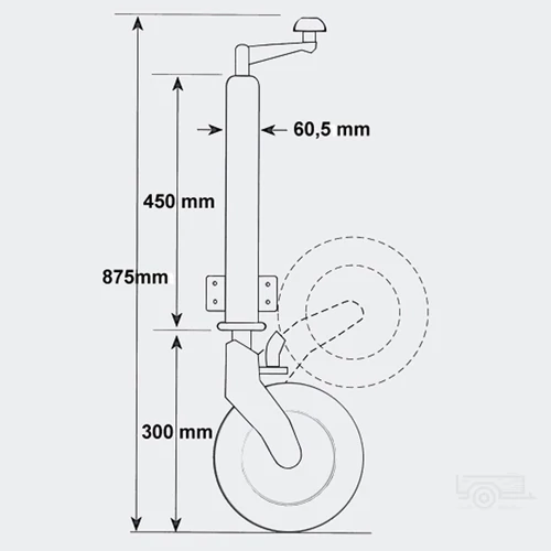 Kép 2/8 - ProPlus orrkerék 200x60 mm-es, automata felhajtható kerékkel - 400 kg
