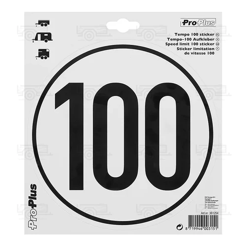 Maximális sebesség matrica 100 km/h, fekete kerettel