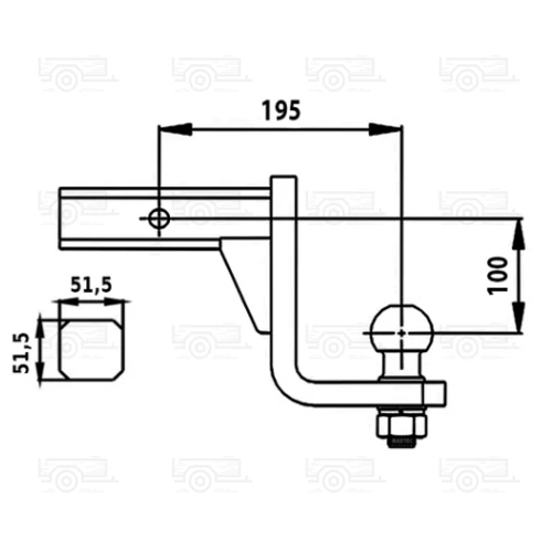 Kép 2/2 - AutoHak AH-8 USA, amerikai tipusú vonóhorog konzol , 51/51 mm zártszelvény profillal, 3500 kg teherbírás