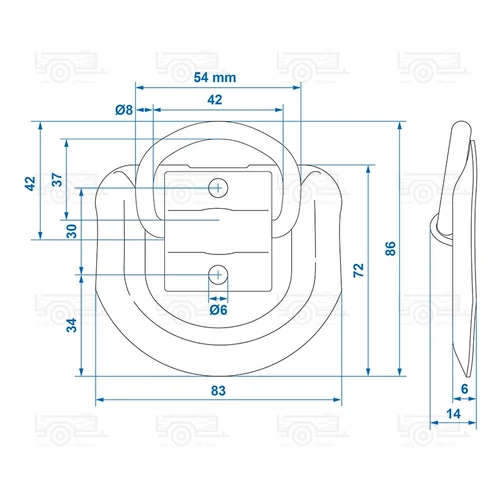 Kép 3/3 - ProPlus rakományrögzítő fül, 83 x 72 mm