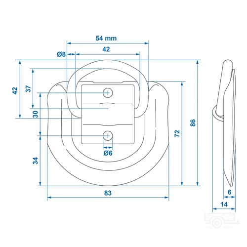 Kép 3/3 - ProPlus rakományrögzítő fül, 83 x 72 mm