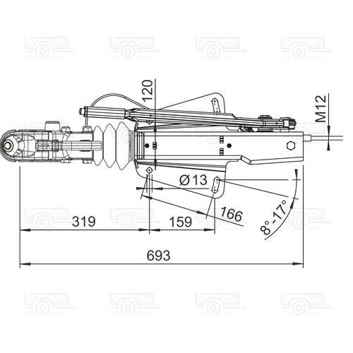 Kép 2/2 - Ráfutófék-V 251 G/Stahl, 3000 kg, felső, fék 2361, AK 301