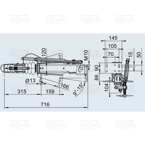 Kép 2/2 - AL-KO ráfutófék egység 251S, 2700 kg, Ø 160/200 mm fékdobbal szerelt utánfutókhoz, orrkerék tartóval