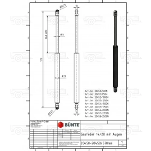 Kép 2/2 - Gázrugó lószállító utánfutó - hátsó ajtó - 570 mm - 1000 N