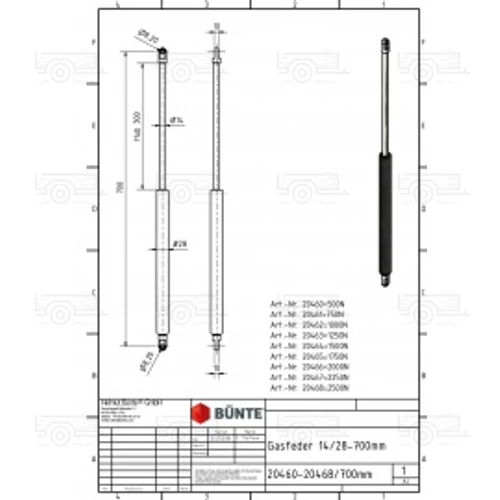 Kép 2/2 - Gázrugó lószállító utánfutó - hátsó ajtó - 700 mm - 500 N
