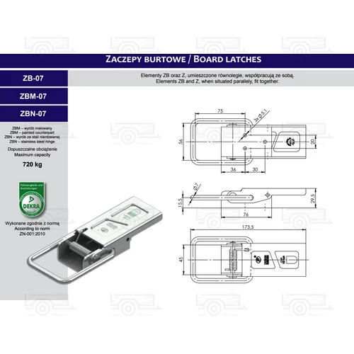 Kép 2/3 - SPP Z07 ajtózár szett, ellendarabbal