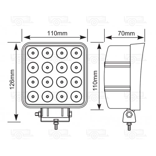 Kép 3/4 - TruckLED munkalámpa, terítő fénnyel szögletes, 43 watt, 12/24 V