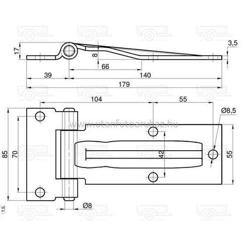 Kép 2/2 - Zsanér ajtóhoz inox komplett