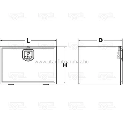 Kép 2/2 - Bawer horganyzott fém láda 500mm x 300mm x 400mm
