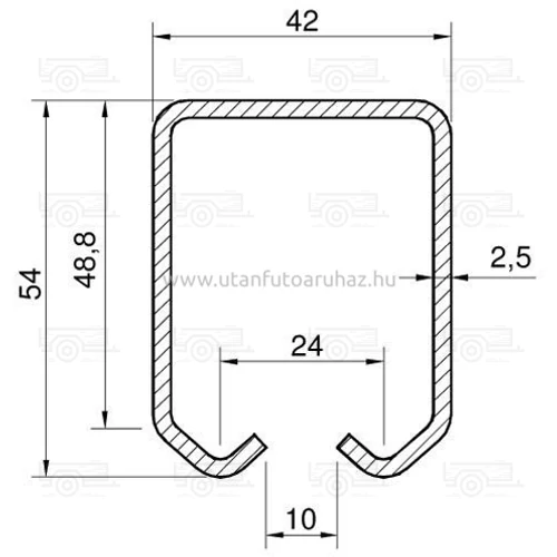 Kép 2/2 - Acél sín görgőhöz 44MM