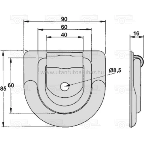 Kép 2/2 - Rögzítő fül tányéros féloldalas inox