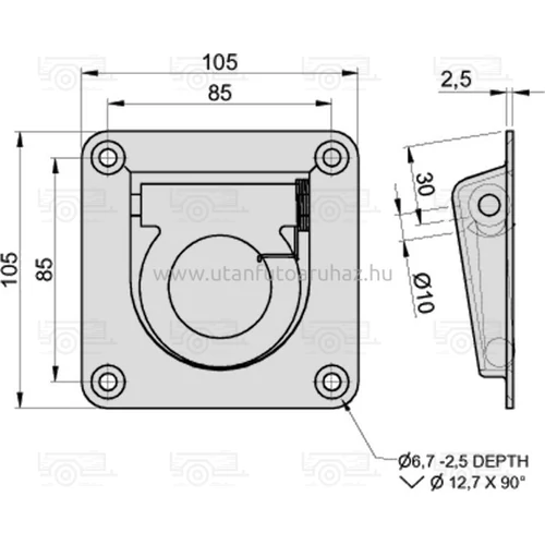 Kép 2/2 - Rögzítő fül 105x105 mm