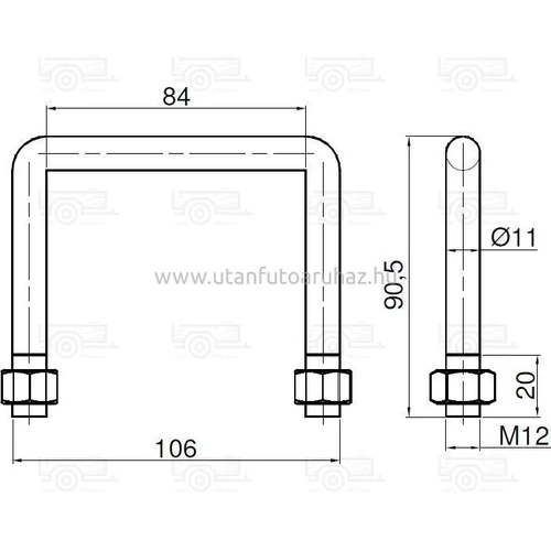 Kép 2/2 - Rögzítő fül U 95x91 mm