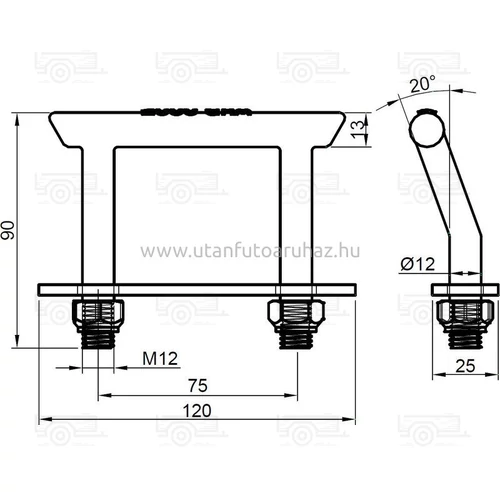 Kép 2/3 - Rögzítő fül U 95x107 mm