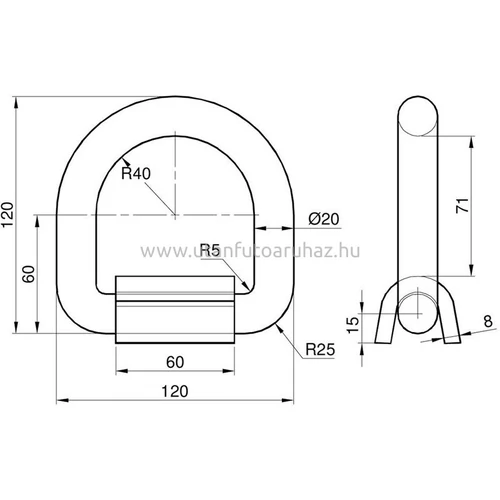 Kép 2/2 - Rögzítő fül 7T hegeszthető