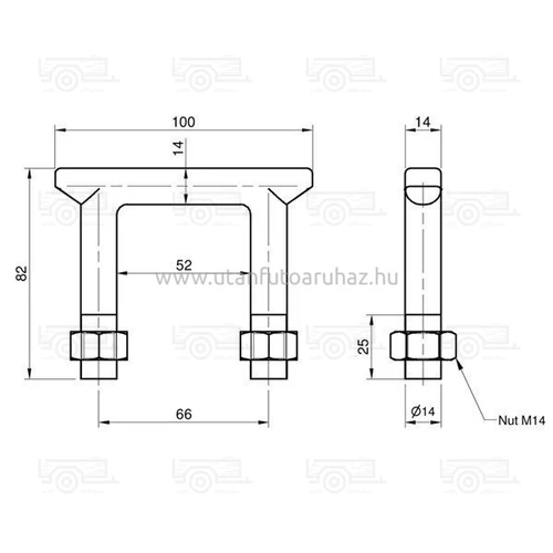 Kép 2/2 - Rögzítő fül U 66x82 mm