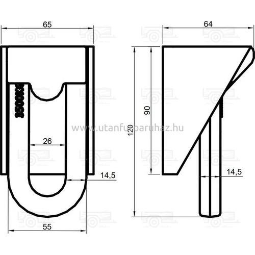 Kép 2/2 - Rögzítő fül tokkal 65x64 mm