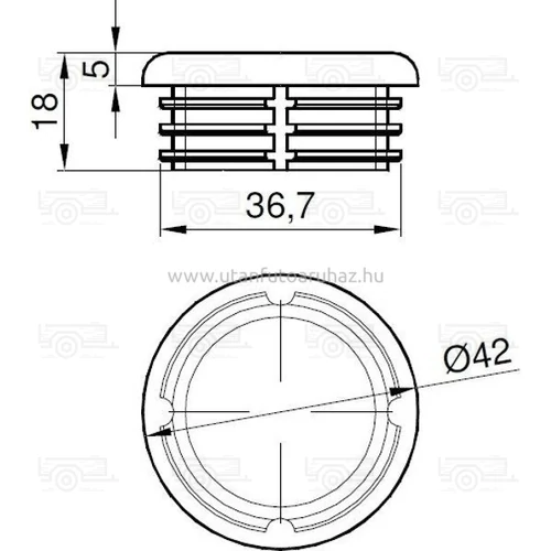 Kép 2/2 - Műanyag kupak 42 mm cső profil