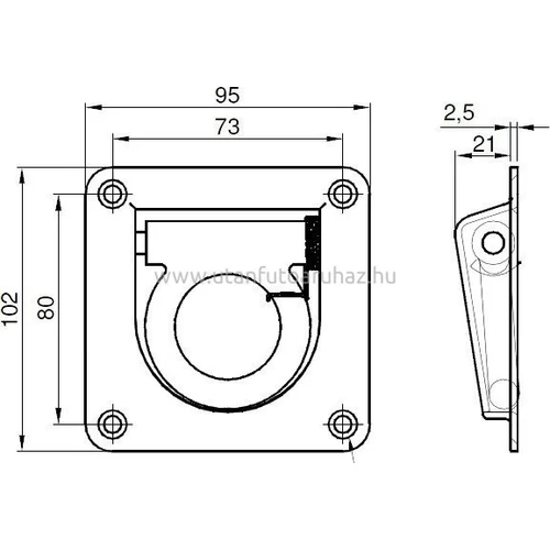 Kép 2/2 - Rögzítő fül 96x102 mm