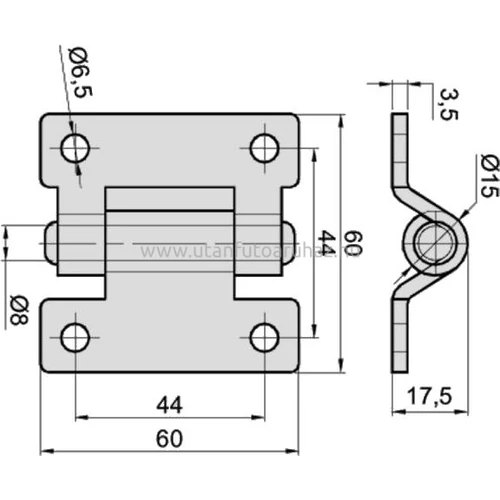 Kép 2/2 - Zsanér ajtóhoz, hajlított, horganyzott